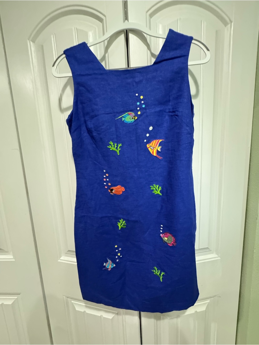 Ultra Dress Collection Royal Blue Embroidered Fish Shift Dress